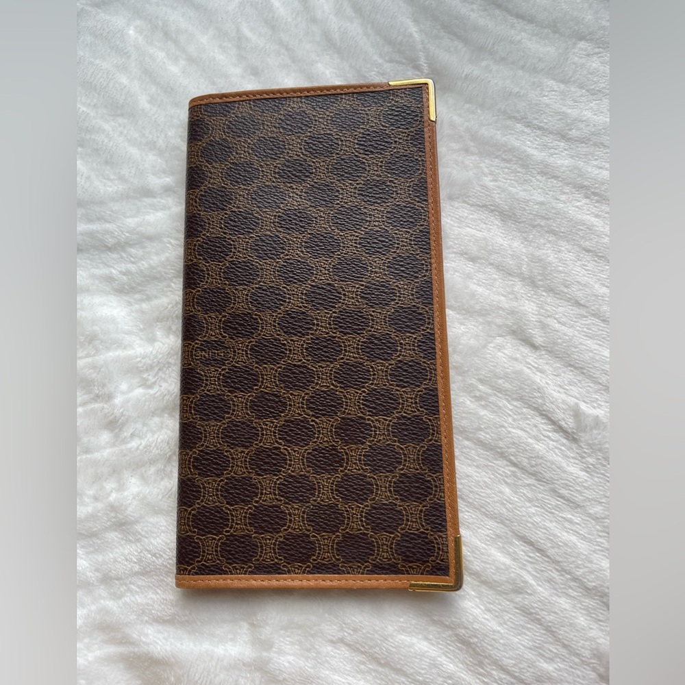 Celine vintage Brown long  wallet cheque/ card  holder Monogram